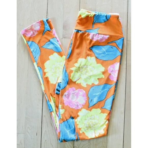 LuLaRoe Pants - LuLaRoe Leggings Orange Floral Print Women's OS